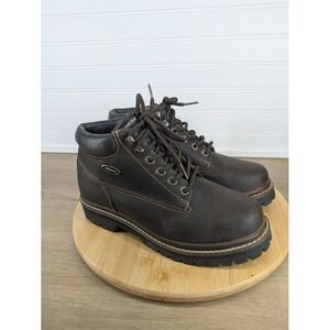 Vintage y2k‎ Combat Skechers Women's Brown Leather Lace Up Ankle Boots Size 9.5